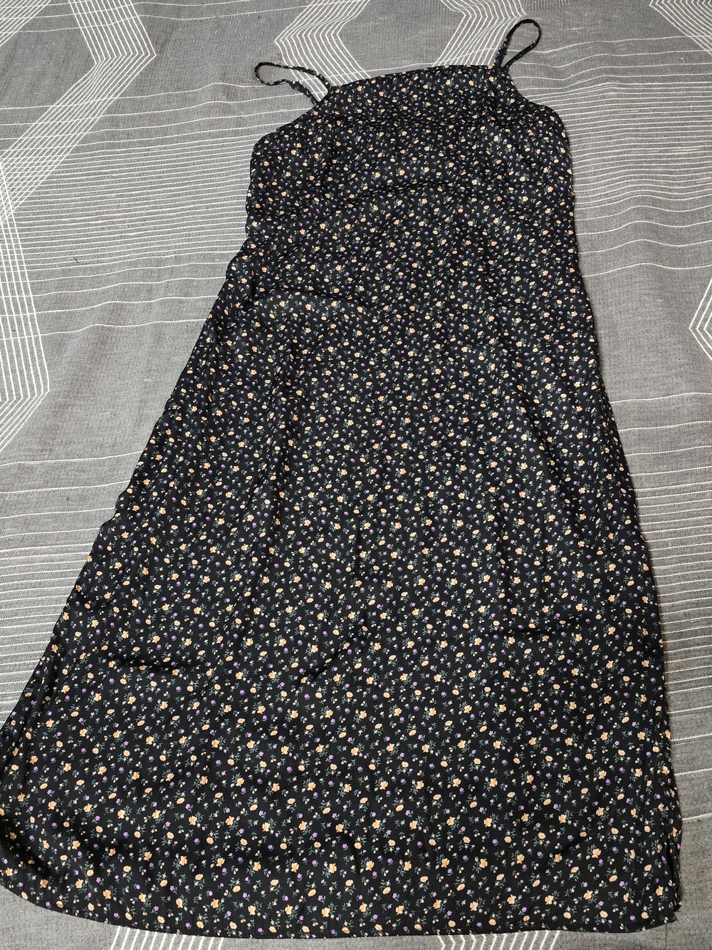 American Eagle Outfitters Black Floral Midi Slip Dress